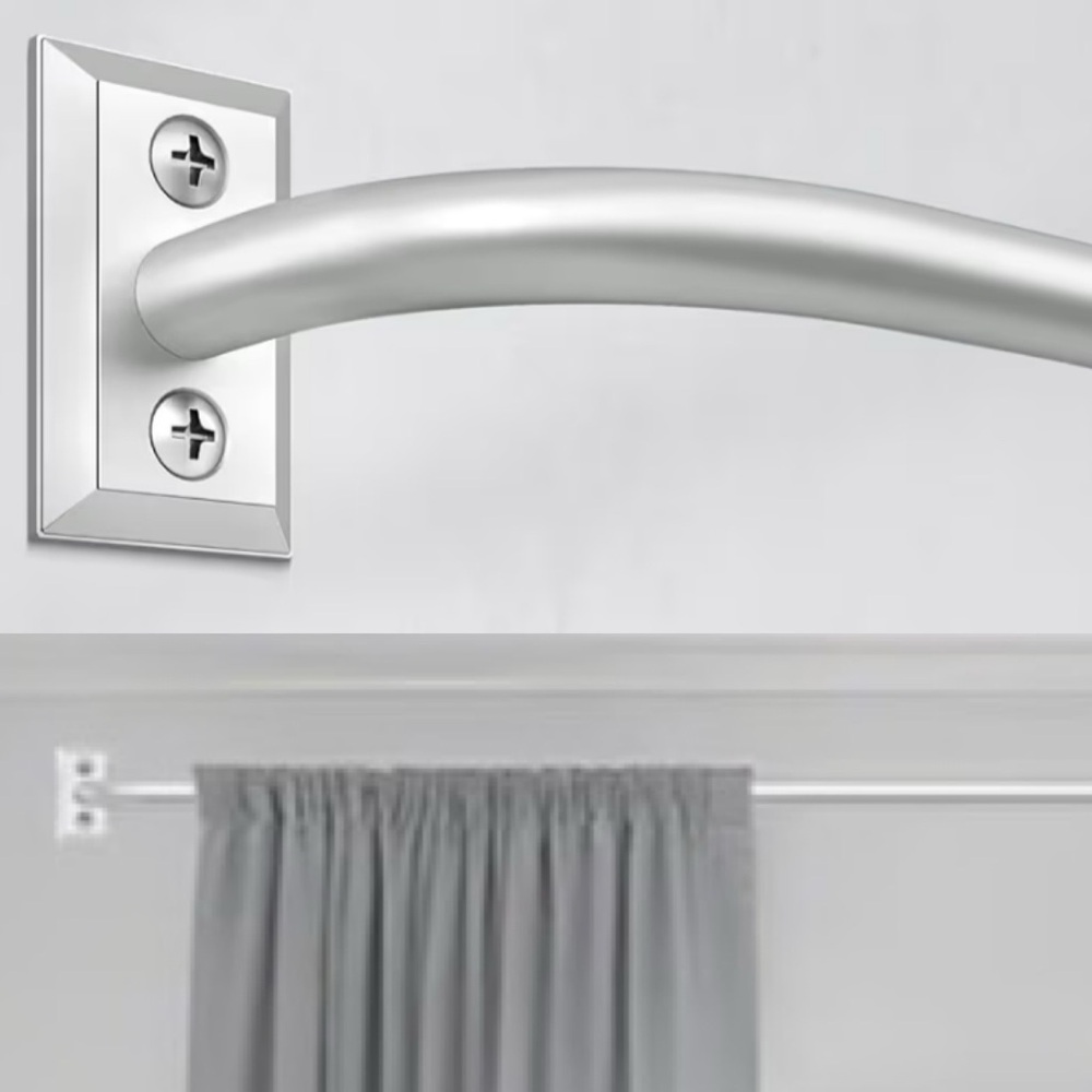 Silver Curtain Rods 2 Pack Wrap Around Curtain Rods 48 To 90 Inch NEW